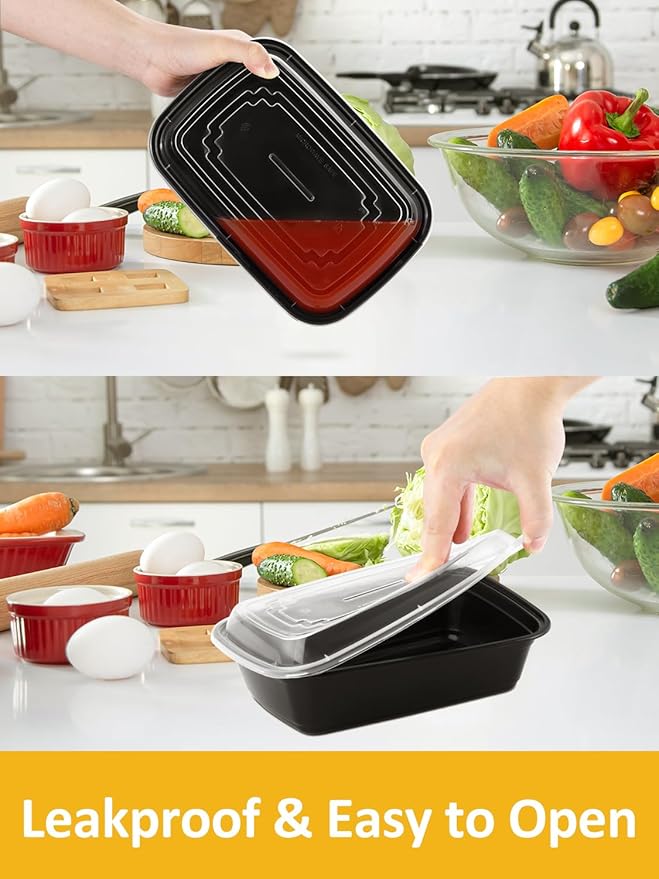 40 Sets 38oz Meal Prep Container - Reusable Plastic Food Storage Containers with Lids, Fits Microwave, Freezer and Dishwasher Safe