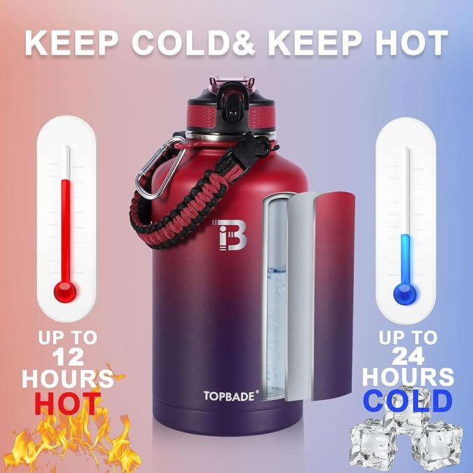 32oz Insulated Water Bottle with Straw Lid & Spout Lid & Paracord Handle, Stainless Steel Water Bottle Wide Mouth, Double Wall for Women Men Gym Fitness Outdoor