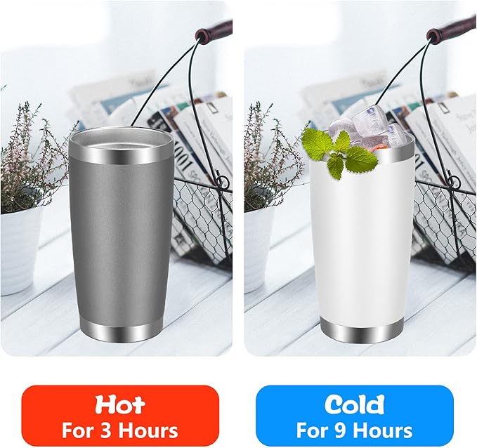 VEGOND 20oz Tumbler with Lid and Straw Stainless Steel Tumbler Cup Bulk Vacuum Insulated Double Wall Travel Coffee Mug Powder Coated Coffee Cup(Grey 6 Pack