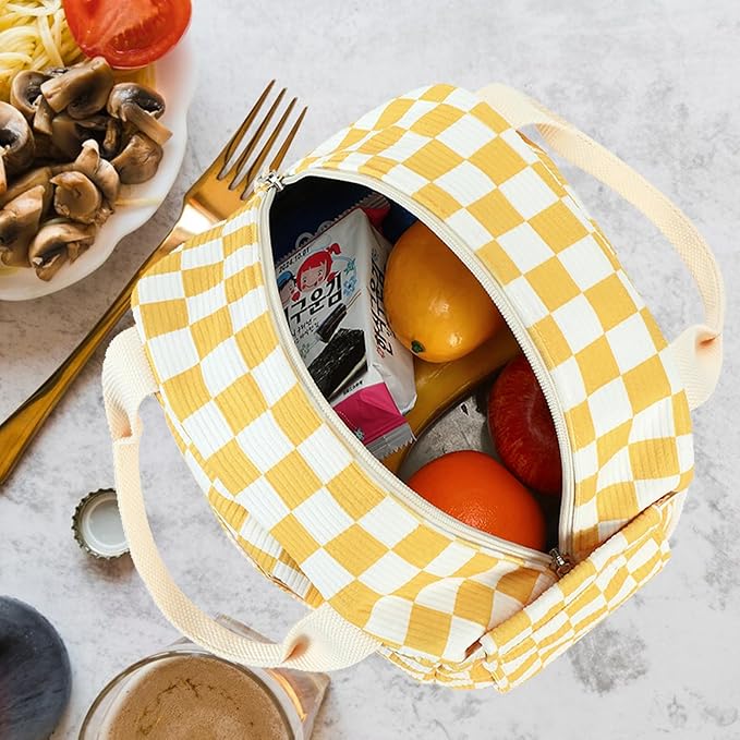 Bluboon Lunch Box for Women men Insulated Cute Corduroy Lunch bag, Reusable Cooler Bag for Work, Picnic, Travel