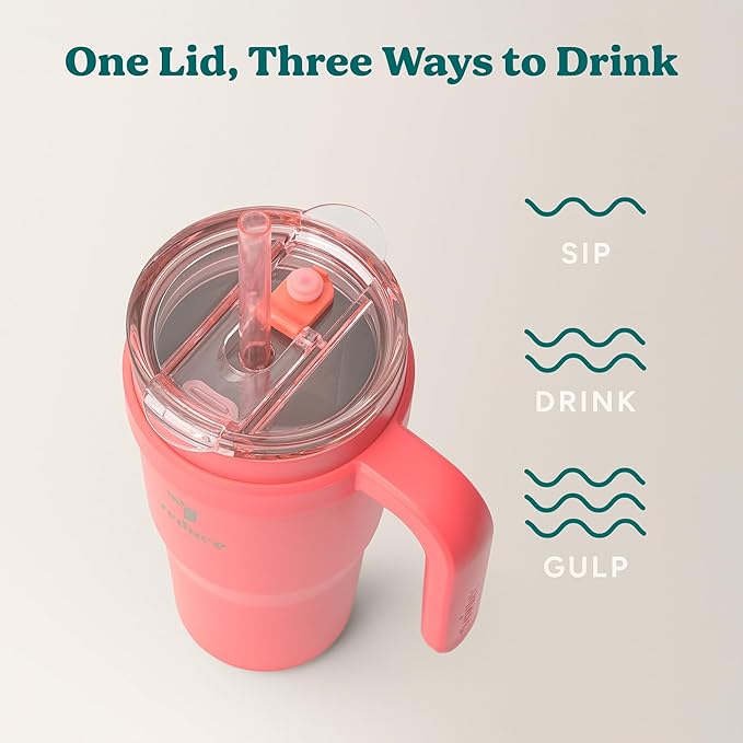 REDUCE 24 oz Stainless Steel Tumbler with Handle - Dual-Wall Vacuum Insulated Travel Mug, Sweat-Proof Lid & Reusable Straw - Keeps Drinks Cold for 24 Hrs, Fits Cupholders, Dishwasher Safe - Daiquiri