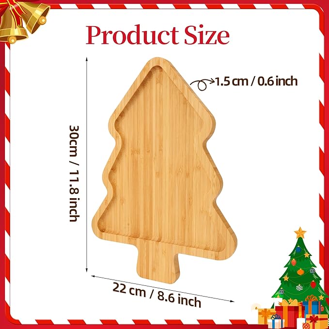 Christmas Serving Tray, Bamboo Christmas Tree Serving Platters Charcuterie Board, Christmas Serving Dishes, Table Decorations Supplies for Christmas Party