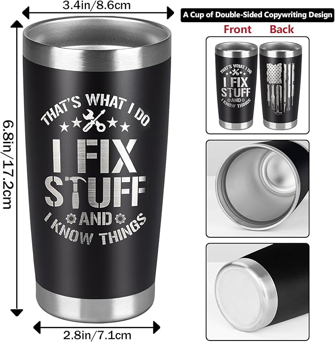 Father's Day Gifts for Dad, Men, Husband, Grandpa, Mechanic Father, Handyman - Mens Birthday Gift Ideas, Gifts for Dad for Birthday, Fathers day, Christmas, Keeps Drinks Hot or Cold, 20oz Tumbler