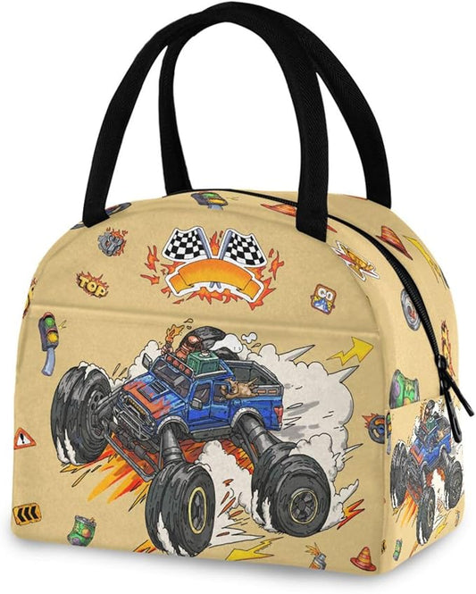 Truck Lunch Bag for Women Men Reusable Insulated Lunch Tote Bag for Office Work School Picnic Hiking