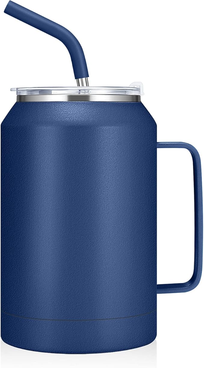 Zenbo 32 oz Mug Tumbler – Stainless Steel Vacuum Insulated Mug with Handle,Lid and Straw,Keeps Drinks Cold up to 36 Hours – Sweat-Proof Body, Dishwasher Safe