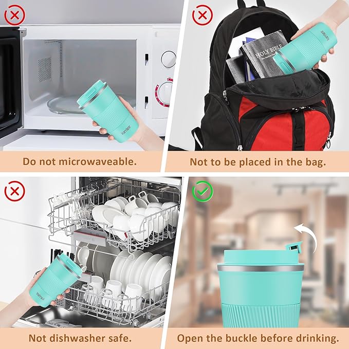 KETIEE Travel Mug 12oz: Vacuum Insulated Coffee Mug with Leakproof Lid, Travel Coffee Mug, Stainless Steel Double Walled Reusable Coffee Cup for Hot and Iced Coffee Tea Water (Blue)