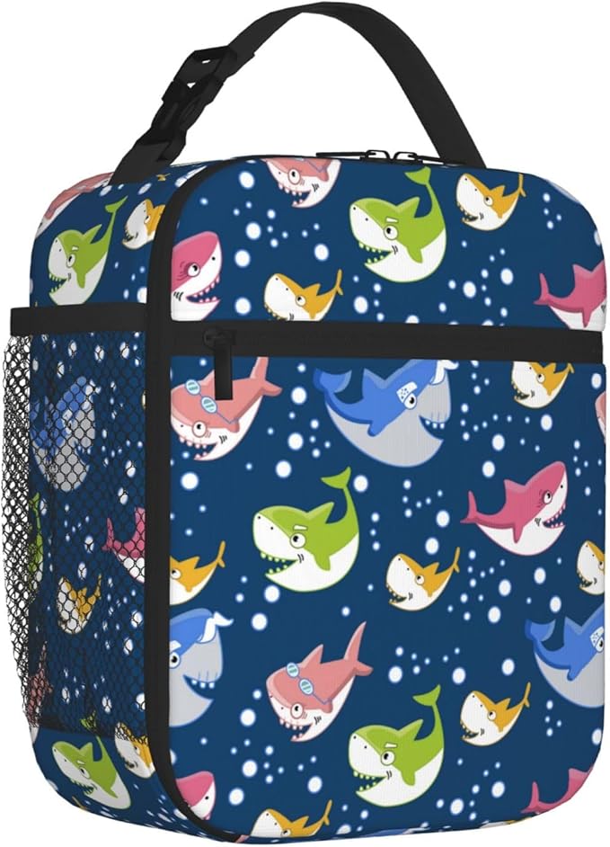 Sharks Lunch Box for Boys Girls Kids Insulated Reusable Lunchbox Lightweight Bubble Shark Lunch Tote Bag for School Work Travel Picnic Camping Beach