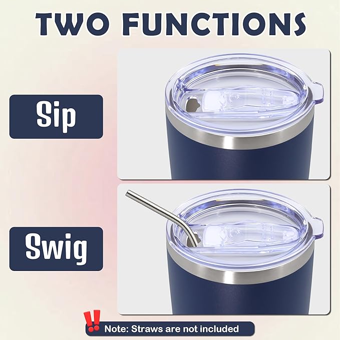 20oz Tumbler Stainless Steel Tumbler Cup with Lid Vacuum Insulated Double Wall Travel Mug, Durable Powder Coated Travel Coffee Tumbler Mug for Hot & Cold Drinks, Navy,4 Pack