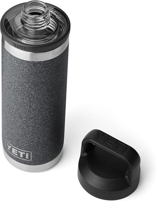 YETI Rambler 18 oz Bottle, Leakproof, Vacuum Insulated, Stainless Steel with Chug Cap, Black Stone