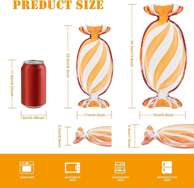 SHOWLOUE Christmas Platter Dish, Glass Candy Platter Serving Dessert Plates Christmas Dinnerware Tray Decorative Plates for Xmas Holiday Party Favor, Orange, Large