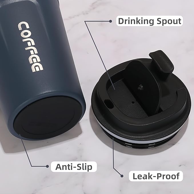 304 stainless steel coffee cup. Durable, leak - proof. Fits home, office, outdoors. 12oz/17oz options, multiple colors. Ideal for coffee lovers (Green, 17oz)