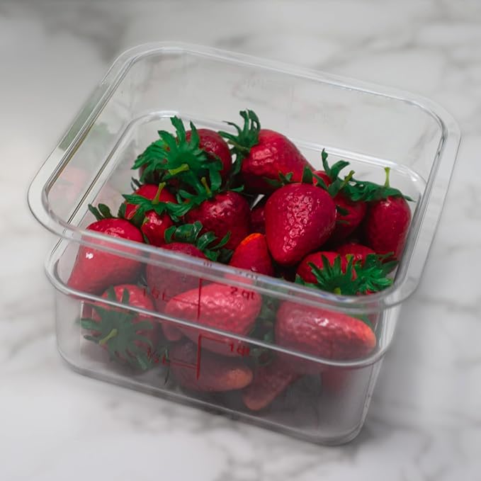 Cambro Food Storage Container - Classic Series Square - 2 QT (Quart) - Commercial Grade for Food Prep (Clear)