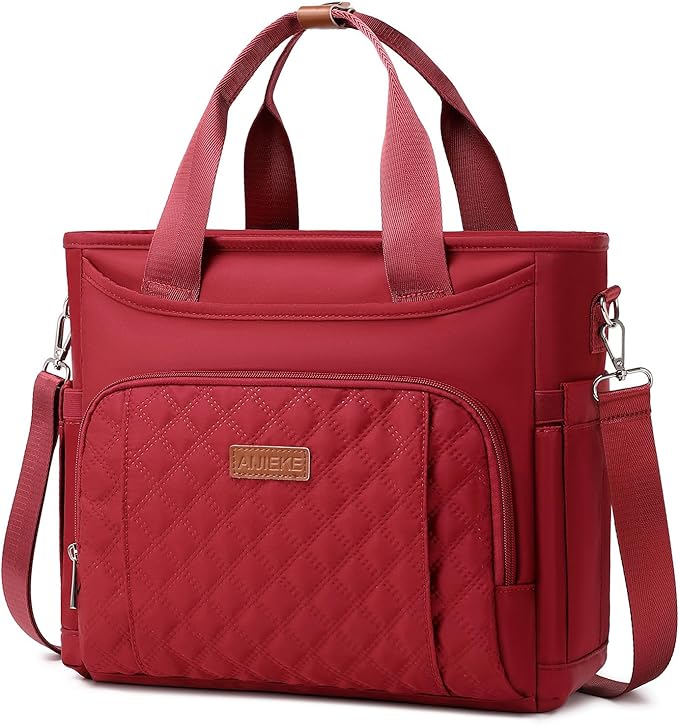 AIJIEKE Insulated Lunch Bag for Women, Lunch Box, Lunch Tote for Work, Large Leak Proof Cooler Bag with Removable Strap, Reusable Adult Lunchbag, Picnic, Office, Beach, Red