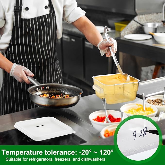 2 Pieces Square Food Storage Containers Polycarbonate Clear food Container with Lid Commercial Storage with Graduations for Commercial Kitchen Dough Marinating Meat(White,2 Qt)