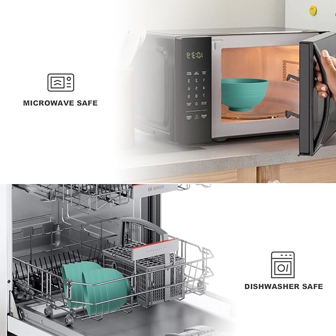 Wheat Straw Bowls Set of 8, Microwave and Dishwasher Safe, Unbreakable and Lightweight Small Bowl for Snack, Yogurt, Dessert Bowls for Kitchen, Picnic, Party (Green, 10 OZ)