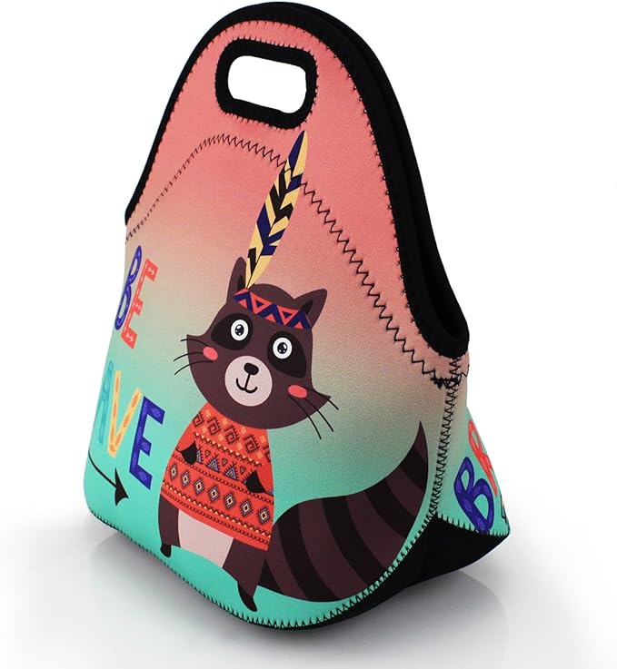 Violet Mist Womens Cute Reusable Neoprene Lunch Bag Insulated Lunch Box Thermal Fox lunchboxes Bags Waterproof funAnimal Food Handbags Meal Prep Lunchbags Travel Work Gift for Women Men Adult