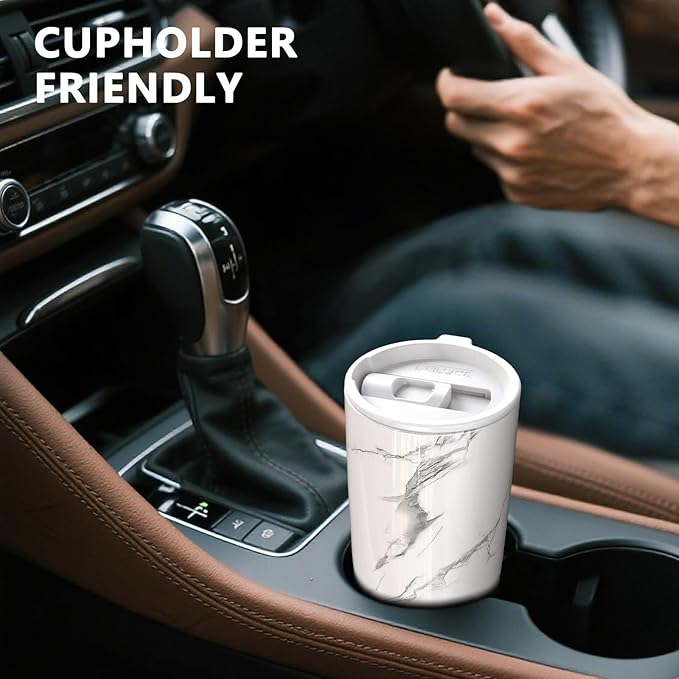 TILUCK 20 oz Tumbler with Leak-Proof Lid, Vacuum Insulated Stainless Steel Coffee Mug, Double-Walled Travel Tumbler for Hot and Cold Drinks(Marble, 20oz)