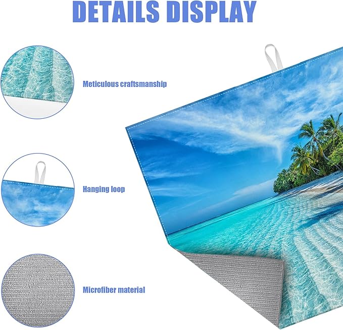 Beach Palm Tree Dish Drying Mat for Kitchen Counter Drying Pad Absorbent Reversible Dish Drainer Rack Mats Draining Pad 18"x24"Inch