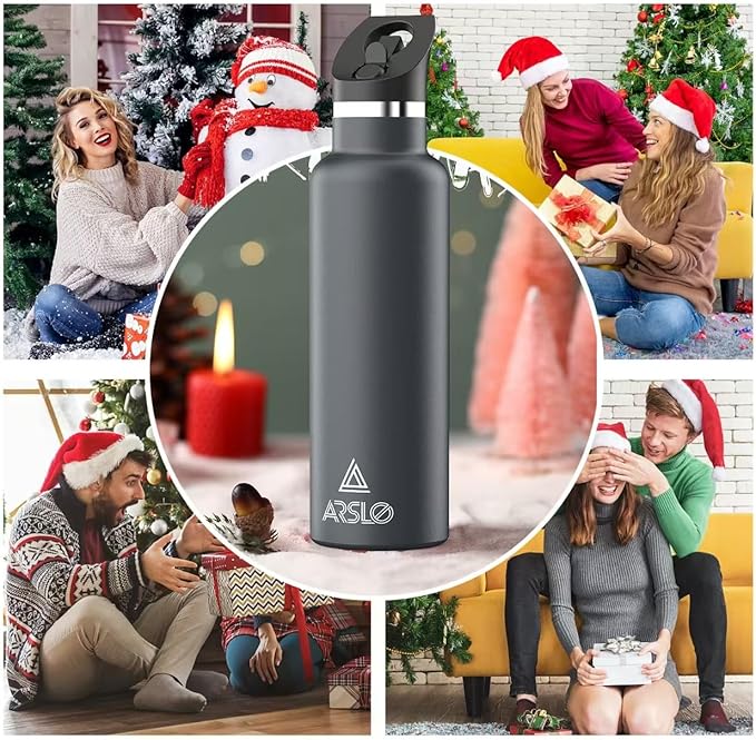 Stainless Steel Double Wall Water Bottles 25 Ounce, Vacuum Insulated Bottle With Straw Lid, Insulated Water Bottle Keeps Water Cold for 24 Hours, Hot for 12 Hours, Hiking, Sports
