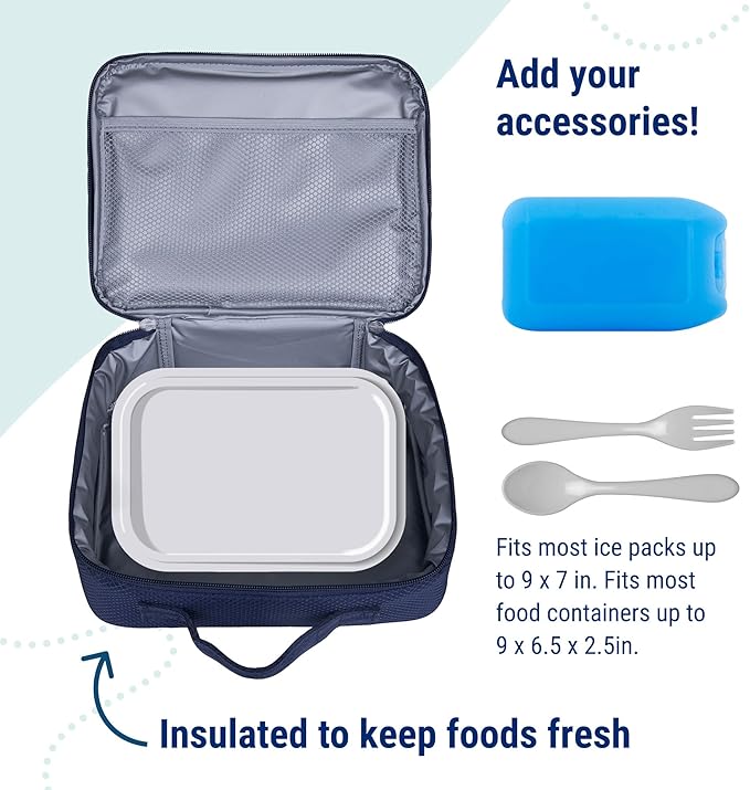 Wildkin Kids Insulated Lunch Box – Durable and Reusable for School & Travel - Rip-Stop Blue