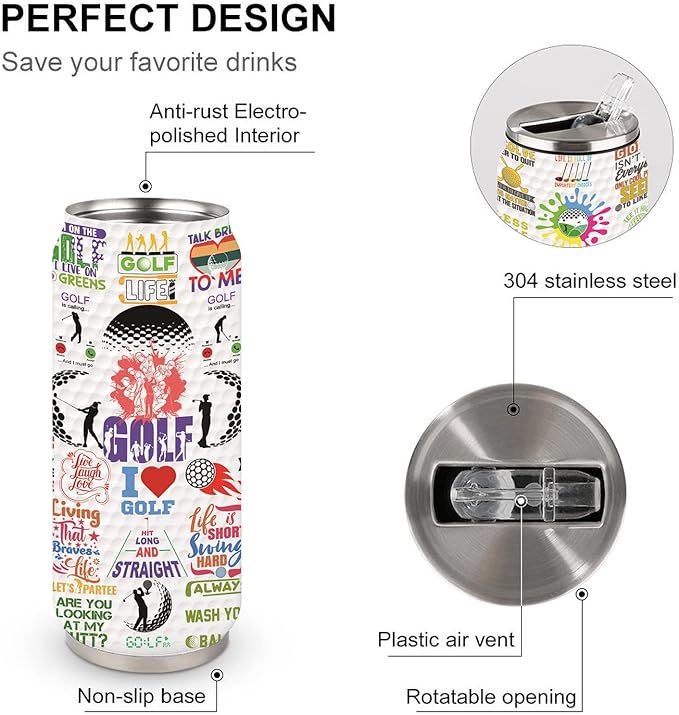 Golf Tumbler Cup With Lid - Travel Mug, Birthday Gifts for Golf Lovers, Stainless Steel Vacuum Coffee Cup for Women Men, 17 Oz