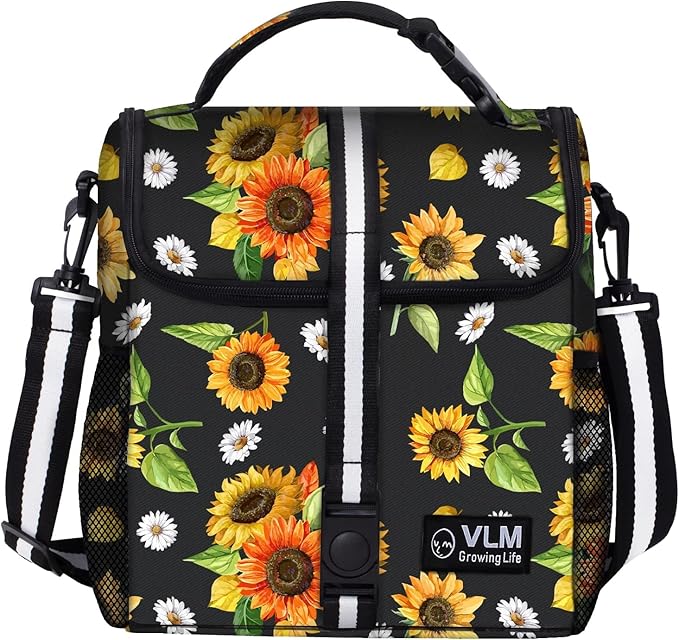 VLM Lunch Box for Women, Insulated Lunch Bag Women with Adjustable Shoulder Strap, Cute Lunch Tote Bag for Work,Picnic,Camping