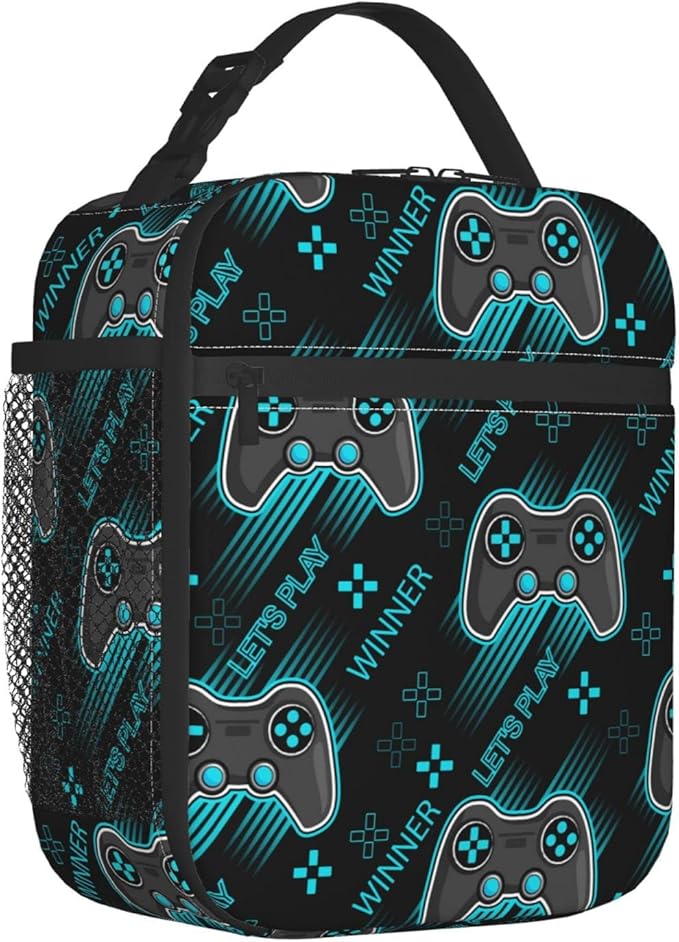 Video Game Controller Insulated Lunch Box Portable Lunch Bag with Detachable Handle,Reusable Lunchbox for Boys Girls Adults (Mrlunchbag-2302)