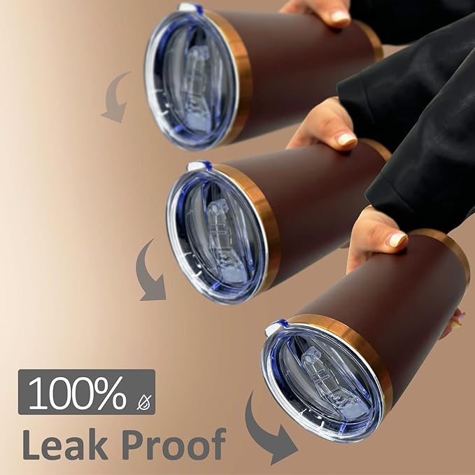 20 oz Tumbler Stainless Steel Tumbler with Lid and Straw, Double Wall Vacuum Insulated Travel Coffee Mug for Laser Engrave, Powder Coated Cup for Hot and Cold Drinks (Brown,1 pack)