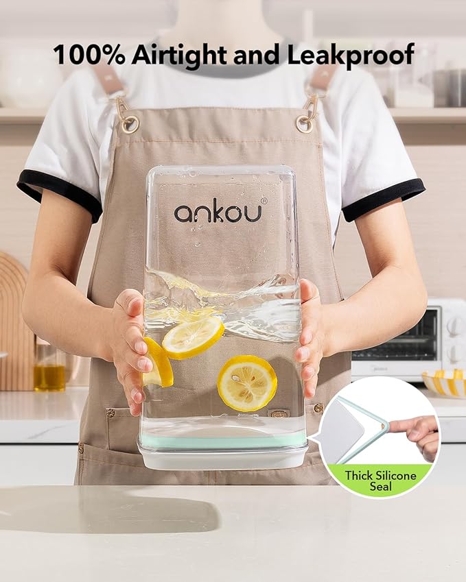 Ankou Airtight Food Storage Container with Pop Lid & 130ml Scoop, 4L/4.2qt *4 BPA-Free Cereal, Rice, Flour, Pasta & Snack Container, Stackable & Durable,Kitchen Pantry Organizer