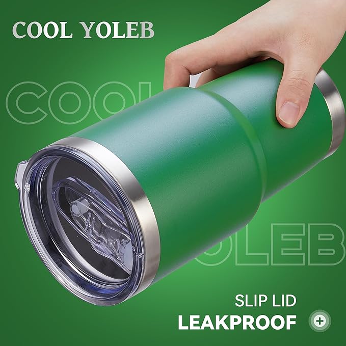 30 oz Tumbler with Lid Stainless Steel Tumblers Bulk Vacuum Insulated Cup Reusable Powder Coated Travel Mug Double Wall Leak Proof Cups Keep Cold Drinks for 12 Hours Dark Green, Set of 4