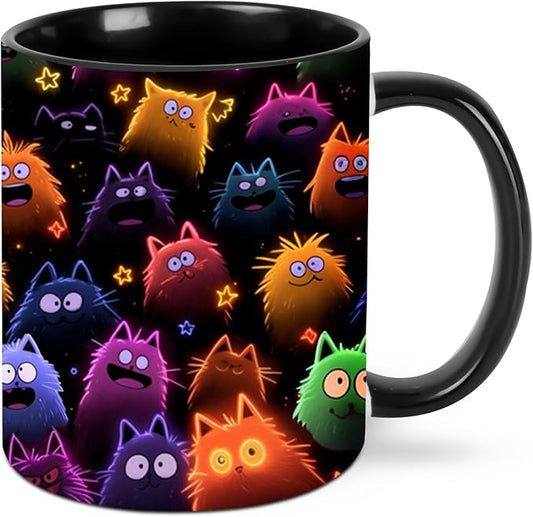 Yrebyou Cat Coffee Mug Funny Tea Cup Ceramic Mugs 11OZ with Handle Gifts for Women Men Home Office Decor