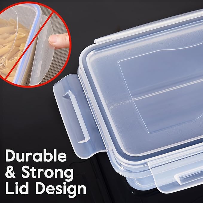 48Pcs Food Storage Container Set kitchen organizers Meal Prep Containers Lock Lids Reusable Plastic Lunch Box Snack Salad Containers 24 Boxes and 24 Lids Pantry and Kitchen Organization