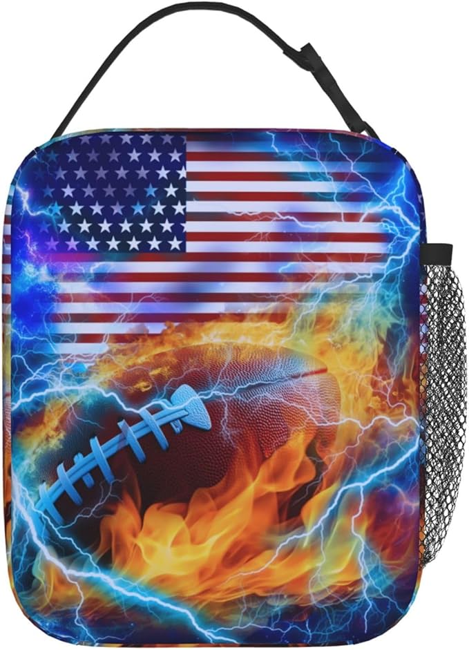 Softball Lunch Box for Kids Sports Lunch Bag for Girls Boys American Flag Insulated Lunch Bags Usa Flags Cooler Tote Bags Sport Ball Reusable Meal Handbags for School Picnic Work Office Hiking