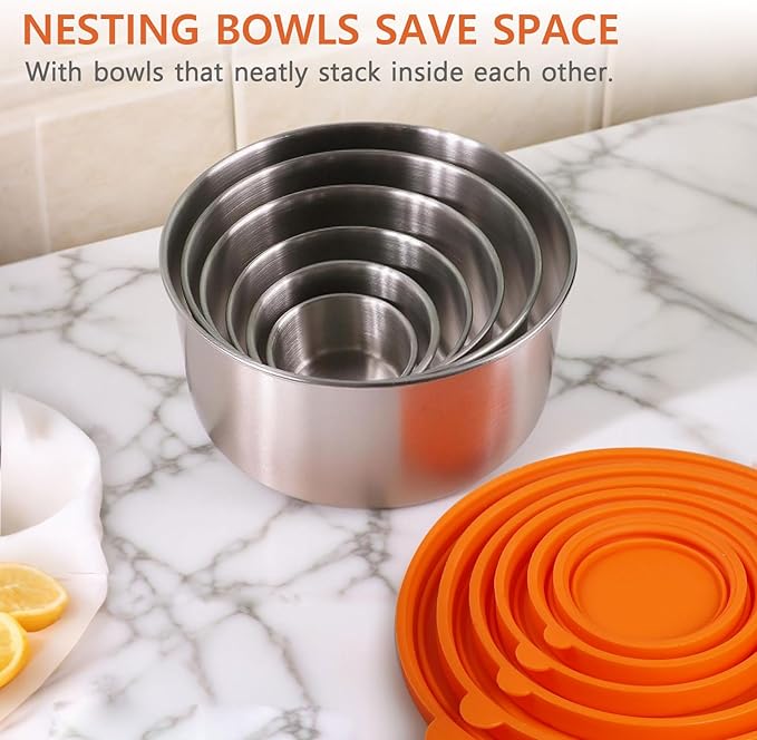 6 Pack Stainless Steel Snack Containers with Silicone Lids, Metal Food Storage Container for Snackle Box, Nesting Lunch Box Containers for Travel