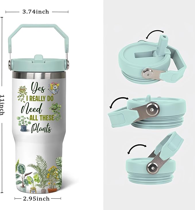 Plant Lover Tumbler – 30oz Stainless Steel Insulated Travel Mug – “Yes I Really Do Need All These Plants” Funny Cup – Gift for Gardeners, Plant Moms and Dads