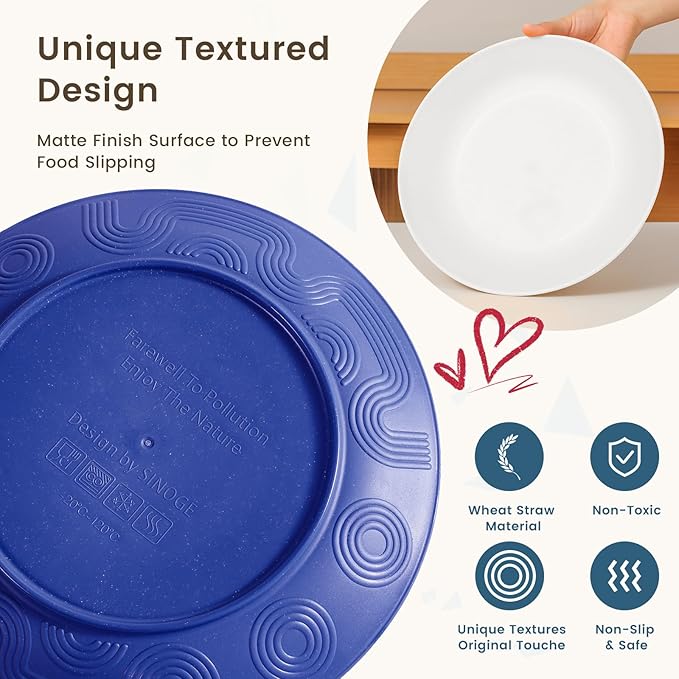 Homienly 40-Piece Wheat Straw Dinnerware Sets, Unbreakable Reusable Dinnerware Set, Service for 8, Kitchen Cups Plates and Bowls Set, Dishwasher Microwave Safe Dishes Set for Camping, Party - Mondrian