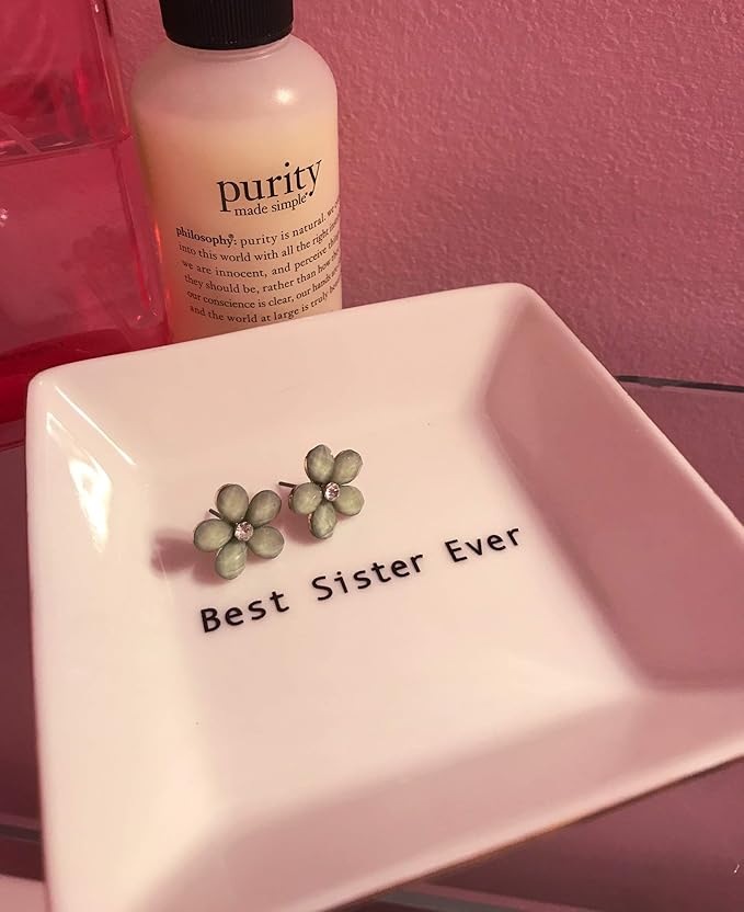 Simply Charmed Best Sister Ever Gift | Jewelry Ring Holder | Elegant Trinket Tray or Dish