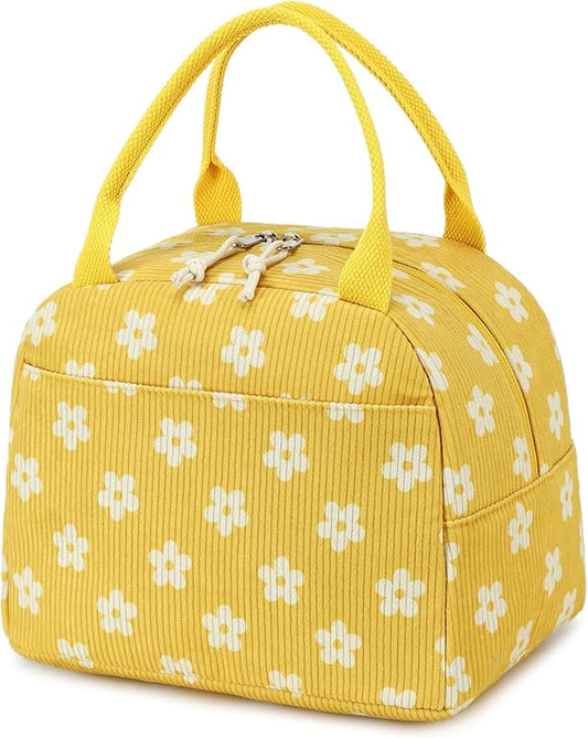 Bluboon Lunch Bag for Women Men Cute Corduroy Lunch Tote Bags Reusable Insulated Lunch Box Large Capacity Reusable Insulated Cooler for Work Picnic or Travel