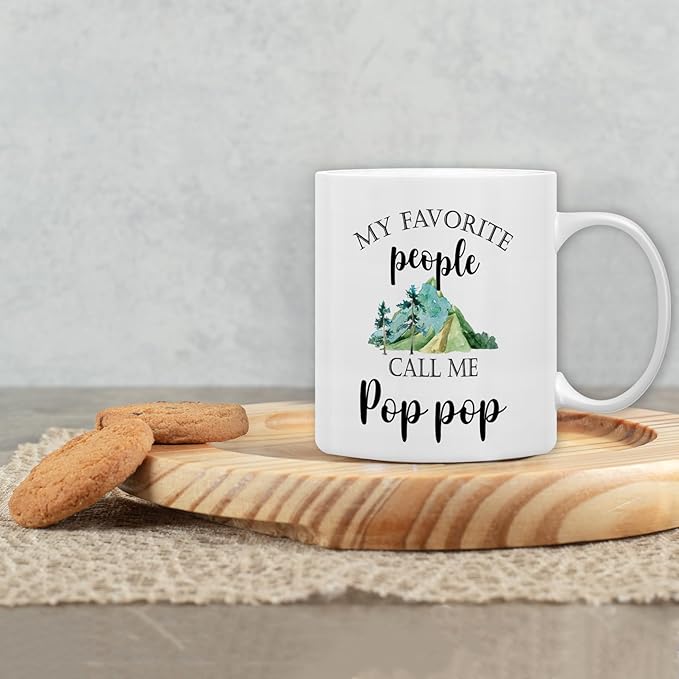 QASHWEY Pop Pop Mug, PopPop Gifts from Grandkids Coffee Mug, PopPopGrandpa Gifts, Fathers Day Mugs Tea Cup Gift for PopPop Grandpa, My Favorite People Call Me Pop Pop Coffee Cups Ceramic 11oz
