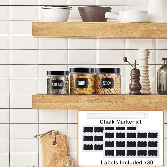 Vivimee 24 Pack Plastic Jars with Lids 16 oz (12 Pack) & 8 oz (12 Pack), Clear Plastic Mason Jars, Leakproof Slime Containers for Peanut, Spice, Cookie, Candy and Dry Food, Empty Jars for Storage