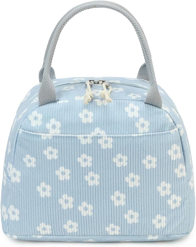 Bluboon Lunch Bag for Women Men Cute Corduroy Lunch Tote Bags Reusable Insulated Lunch Box Large Capacity Reusable Insulated Cooler for Work Picnic or Travel