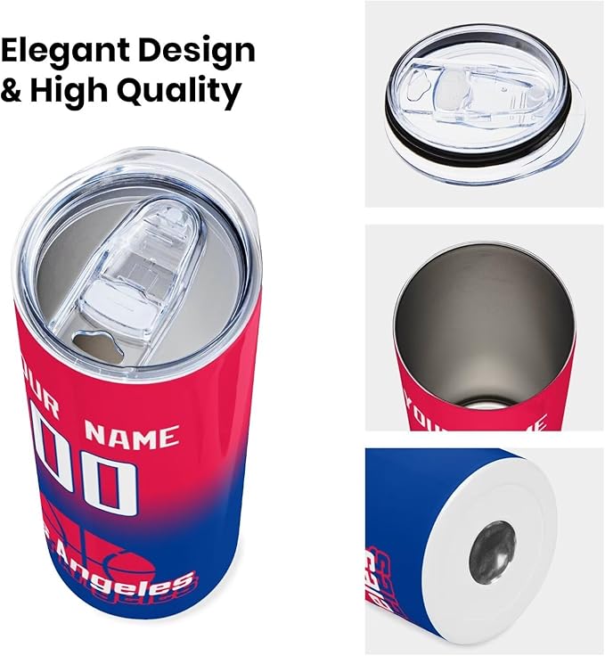 Custom Tumblers Stainless Steel Cup Personalized Basketball Insulation Travel Mug Add Your Name Number 20 oz Fans Gift for Men Women