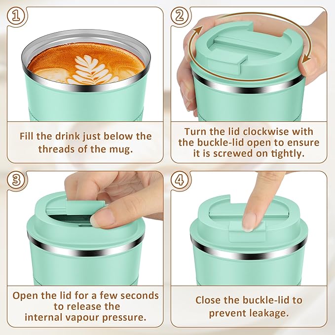 KETIEE 12oz Coffee Mug: Vacuum Insulated Coffee Cup with Leakproof Lid, Travel Coffee Mug Stainless Steel Double Walled Reusable Coffee Cup for Hot and Cold Water Coffee