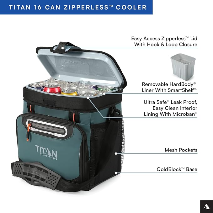Titan by Arctic Zone Deep Freeze Cooler - Zipperless Hardbody Cooler - Deep Freeze Insulation, HardBody Liner, and SmartShelf