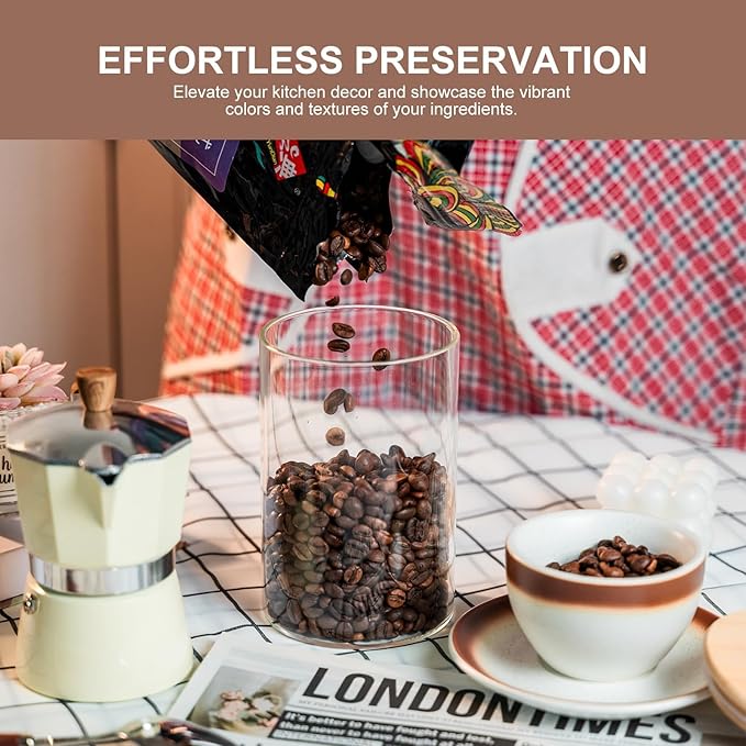 YUNCANG Glass Food Storage Jars 50oz [Set of 6],Clear Glass Food Storage Containers with Airtight Bamboo Lid Stackable Kitchen Canisters for Candy,Cookie,Rice,Sugar,Flour,Pasta