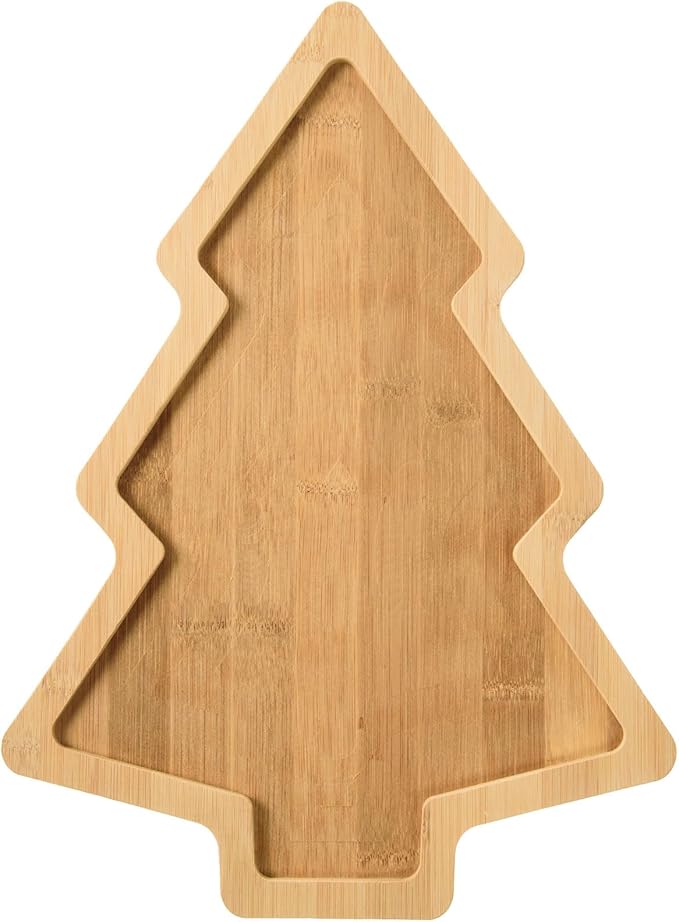 Christmas Wooden Appetizer Tray Christmas Tree Shaped Wooden Serving Platter Sushi Serving Tray Wood Charcuterie Board Tray Snack Dessert Candy Dish Plate for Christmas Home Kitchen,15x11x0.59 Inch