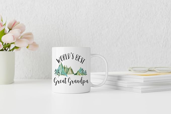 QASHWEY Great Grandpa Mug, Great Grandpa Gifts Coffee Mug - GreatGrandfather Gifts Mugs, Fathers Day Christmas Mugs Tea Cup Gifts for GreatGrandpa, World’s Best GreatGrandpa Coffee Cups Ceramic 11oz