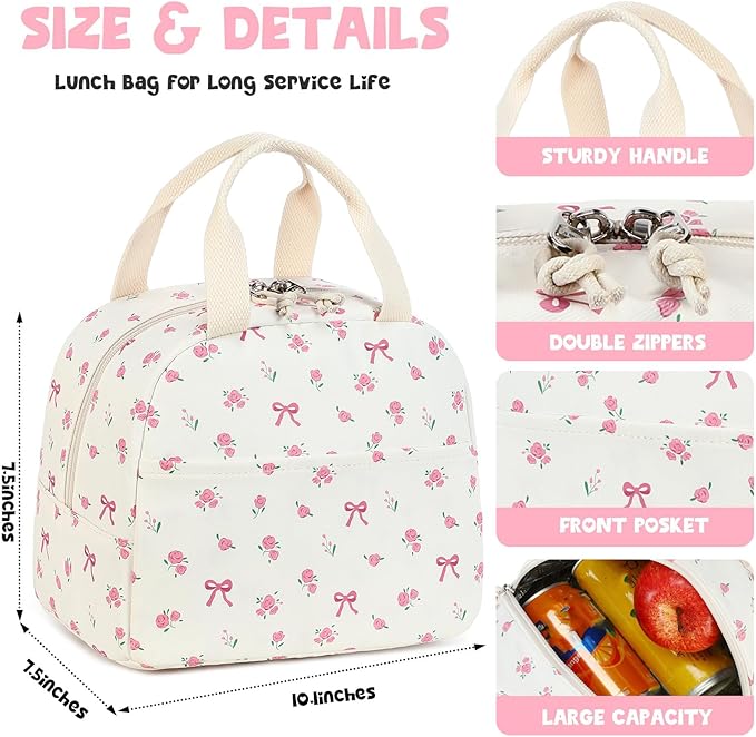 Bluboon Lunch Bag for Women Men Cute Lunch Tote Bags Reusable Insulated Lunch Box Large Capacity Reusable Insulated Cooler for Work Picnic or Travel