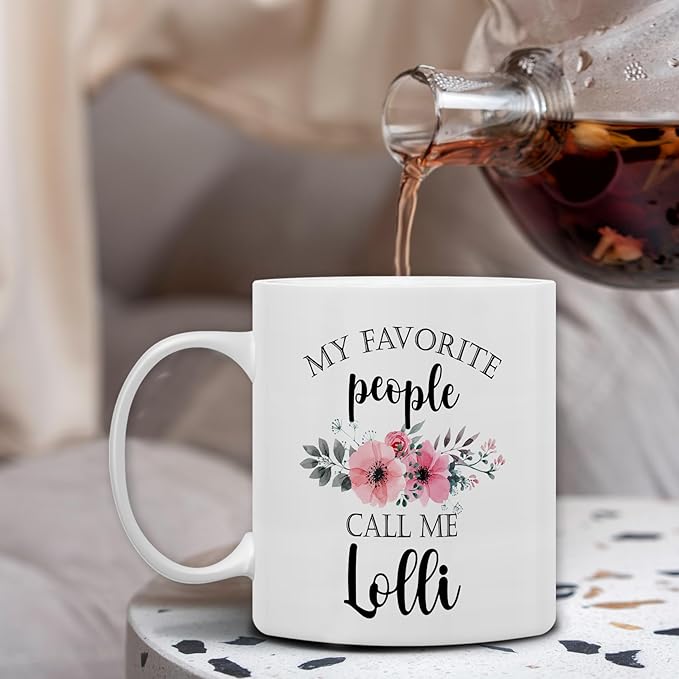 QASHWEY Lolli Coffee Mug, Lolli Gifts for Grandma, LolliGifts from Grandkids, Grandma Coffee Mugs, Mothers Day Mug Tea Cup Gifts forLolli,My Favorite People Call MeLolli CoffeeCup Ceramic 11oz