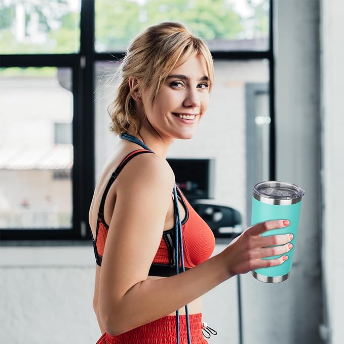 20oz Tumbler with Lid Stainless Steel Insulated Tumblers Travel Coffee Tumbler Bulk Double Wall Vacuum Insulated Water Cup Christmas Gifts for Women Men Her Him Home Office (Teal, 1pack)